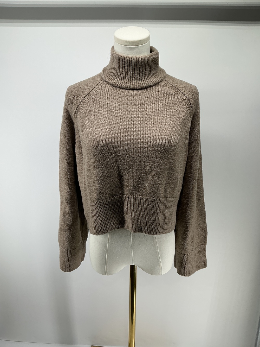 Australian Merino Wool Cropped Mock Neck Sweater